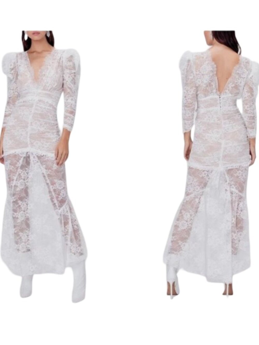 For Love And Lemons Cheyenne Lace Maxi Dress White Wedding Party Size Lage NWT